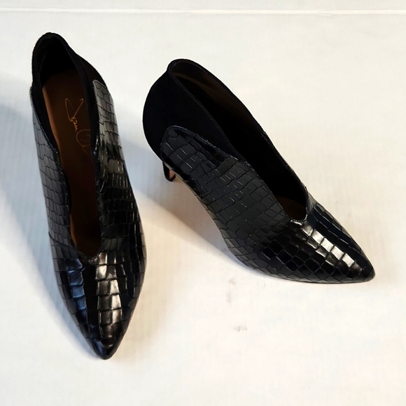 Joan OLOFF DORSEY BLACK SOFT PATENT/BLACK KID SUEDE - 8.5 M - Picture 5 of 16